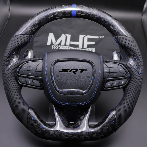 2014-2021 Forged Blue Accent Carbon SRT Dodge Steering Wheel