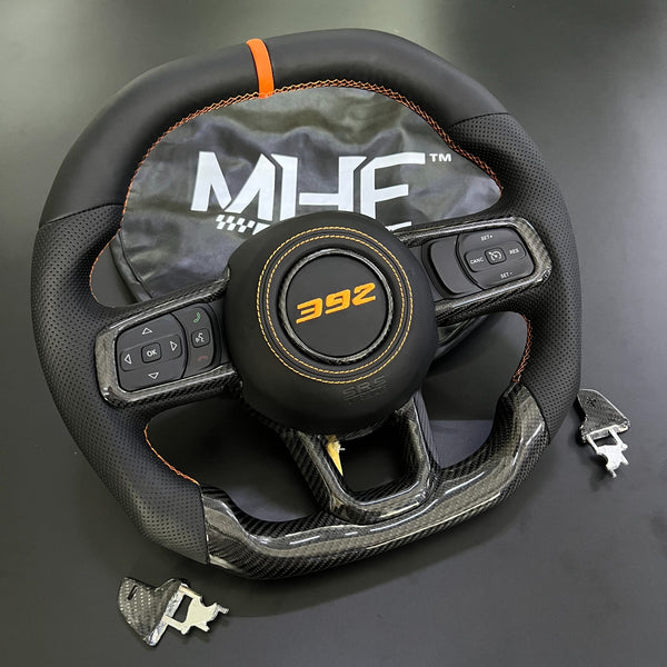 2018+ JT / JL “Orange ” Gloss Carbon Jeep Wrangler Steering Wheel 392