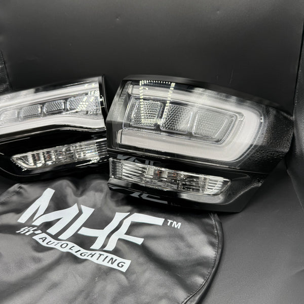 Clear LED Tail Lamps Painted Gloss Black Design 2014-2021 Jeep WK2