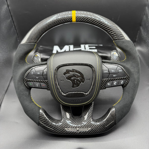 2018-2020 Carbon “Track Series” Yellow Accent TrackHawk Steering Wheel