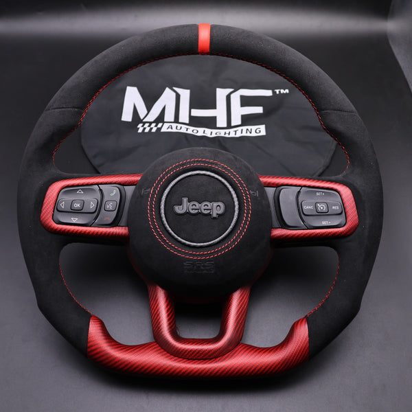 2018-2024 JT / JL “Red Accent Alcantara Jeep Wrangler Steering Wheel