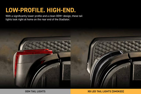 JEEP GLADIATOR JT (2020+) XB LED LOW PROFILE TAIL LIGHTS (SMOKED) or (RED)