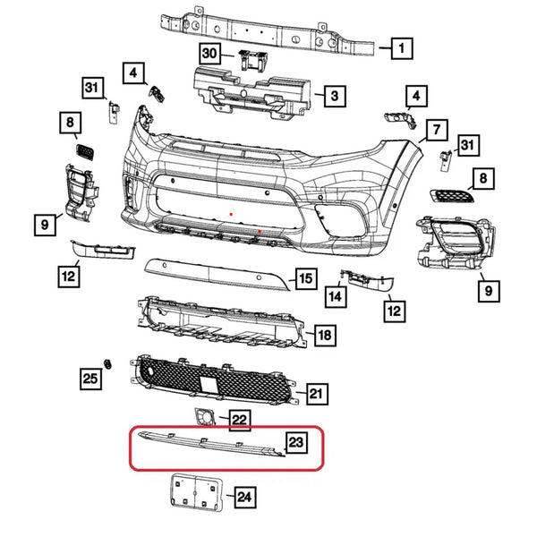 2017-2021 JEEP GRAND CHEROKEE FRONT BUMPER CARBON FASCIA APPLIQUE