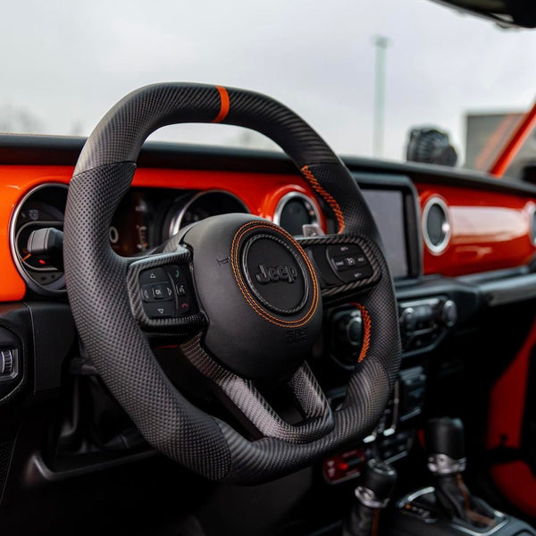 2018-2024 JT / JL “Orange” Matte Carbon Jeep Wrangler Steering Wheel