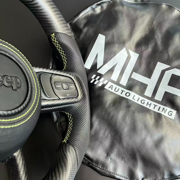 2018+ JT / JL “Screaming Green” Carbon Jeep Wrangler Steering Wheel