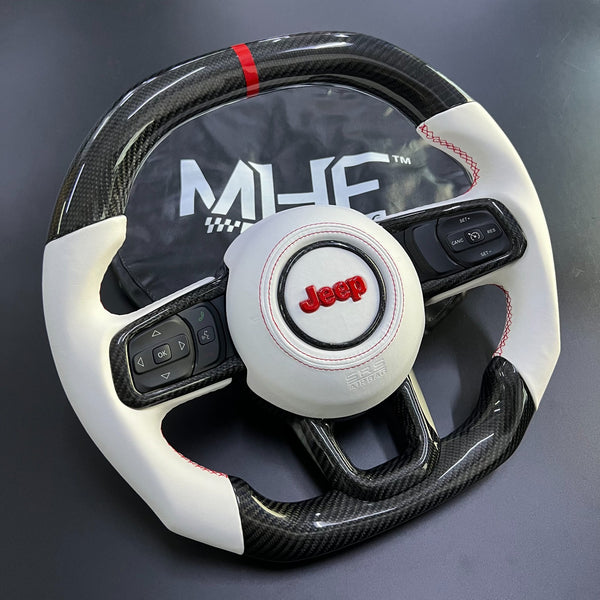 2018+ Jeep Wrangler Steering Wheel Red Accent Gloss Carbon