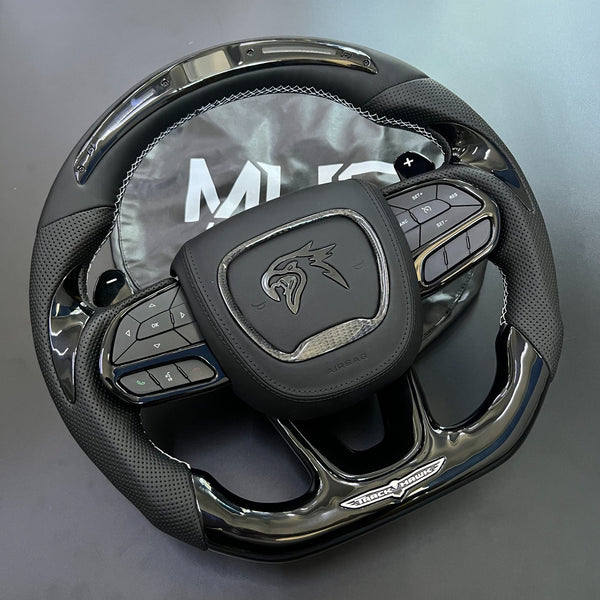 2018-2021 White Accent Black Gloss TrackHawk Steering Wheel