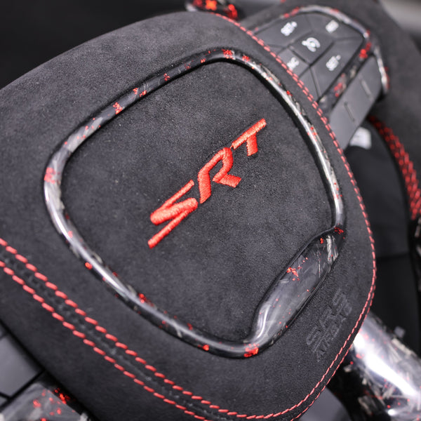 2014-2021 Forged Carbon Red Flake Alcantara SRT Steering Wheel