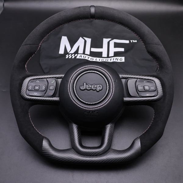 2018-2024 JT / JL “Pink Accent Alcantara Jeep Wrangler Steering Wheel