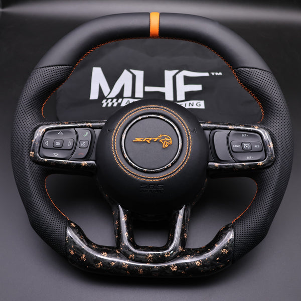2018+ JT / JL “Orange Accent Forged Carbon” Jeep Wrangler Steering Wheel