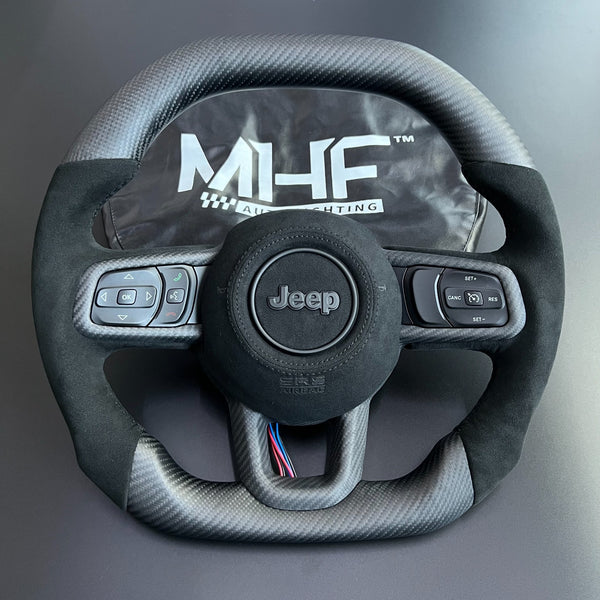 2018+ JT / JL Black Accent Matte Carbon Jeep Wrangler Steering Wheel