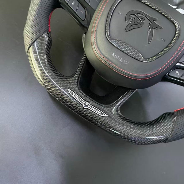 2018-2021 Carbon “Track Series” Red Accent Black Gloss TrackHawk Steering Wheel