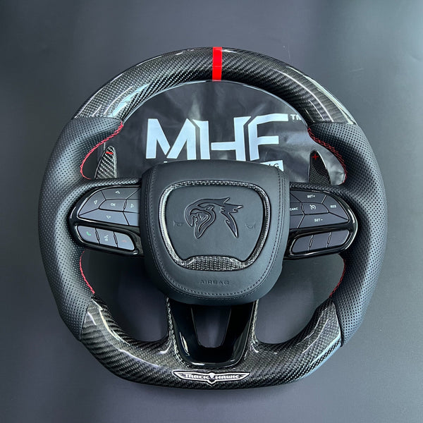 2018-2021 Carbon “Track Series” Red Accent Black Gloss TrackHawk Steering Wheel