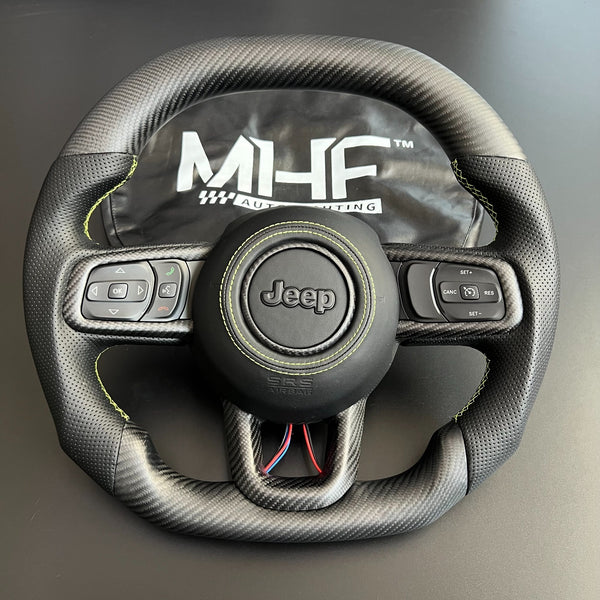 2018+ JT / JL “Screaming Green” Carbon Jeep Wrangler Steering Wheel