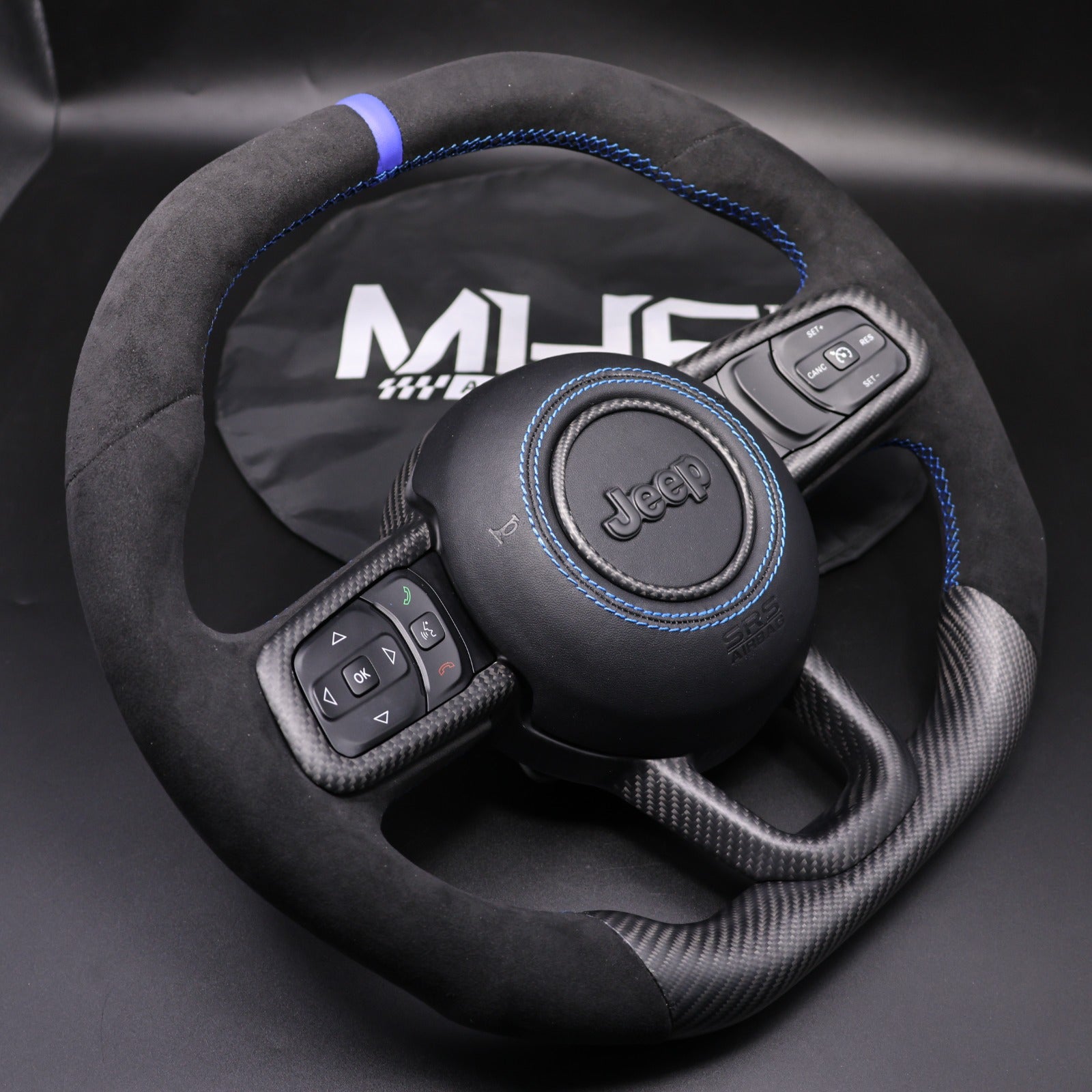 2018-2024 JT / JL “Blue Alcantara Accent Wrangler Steering Wheel