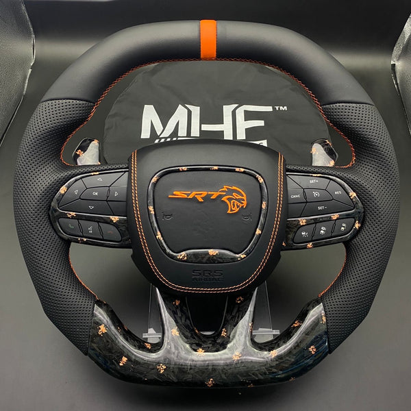 2014-2021 Forged Orangle Flake Carbon SRT Dodge Steering Wheel