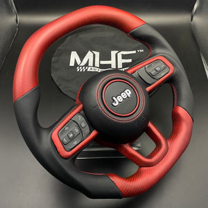 2018-2024 JT / JL “Red Carbon ” Matte Carbon Jeep Wrangler Steering Wheel