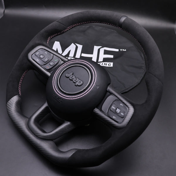 2018-2024 JT / JL “Pink Accent Alcantara Jeep Wrangler Steering Wheel