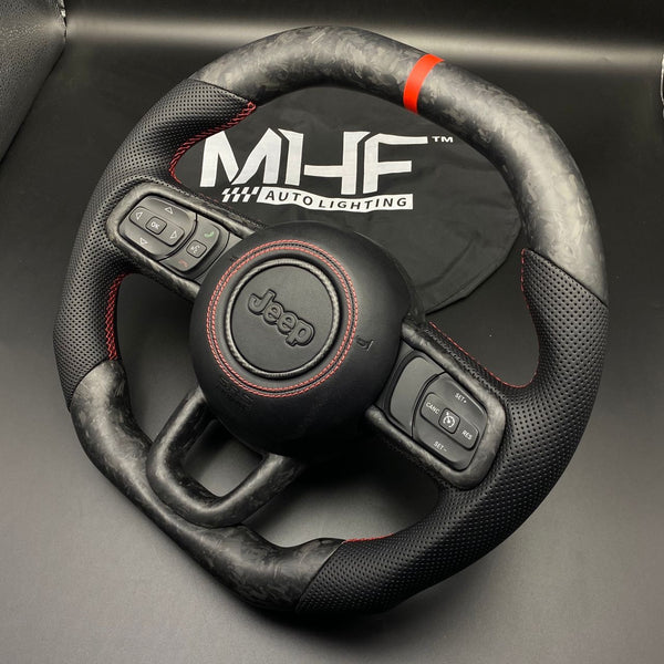 2018+ JT / JL “Red Accent Forged Carbon” Jeep Wrangler Steering Wheel