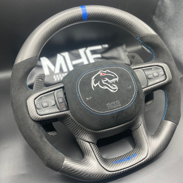 2021+ Dodge RAM Carbon Blue Lunar Accent “TRX” Alcantara Steering Wheel