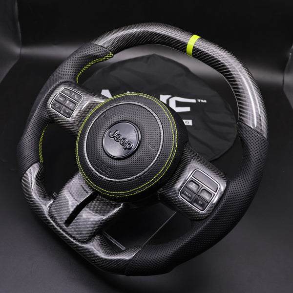 2011-2017 JK Wrangler Carbon Yellow Accent Steering Wheel