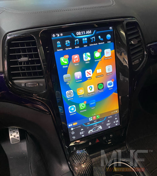 2011-2021 Piano Black 13.6" VERTICAL SCREEN ANDROID 10 NAVIGATION RADIO FOR JEEP GRAND CHEROKEE