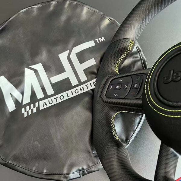 2018+ JT / JL “Screaming Green” Carbon Jeep Wrangler Steering Wheel