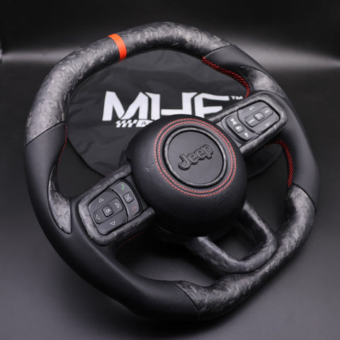 2018+ JT / JL “Red Accent Forged Carbon” Jeep Wrangler Steering Wheel