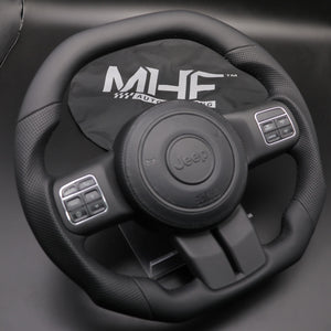 2011-2017 JK Wrangler Carbon Black Leather Accent Steering Wheel