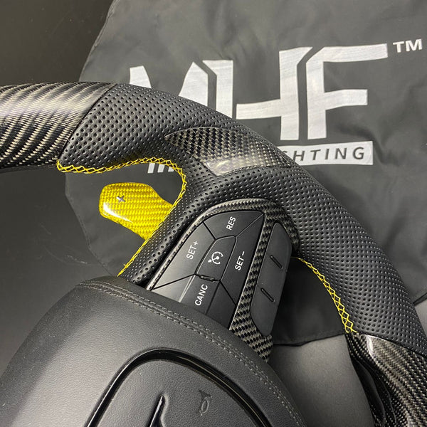 2018-2020 Carbon “Track Series” Yellow Carbon Accent TrackHawk Steering Wheel