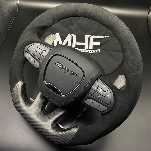 2014-2021 Matte Carbon Black Alcantara “SRT Demon Style”  Steering Wheel