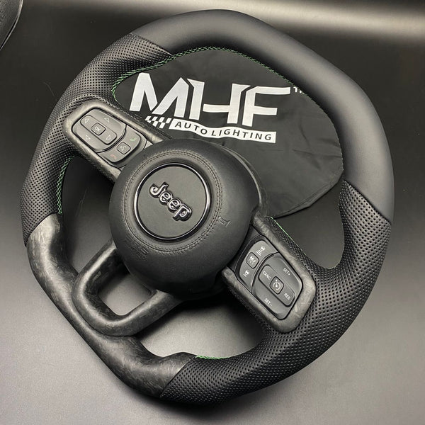 2018-2024 JT / JL “Remington Green” Matte Forged Carbon Jeep Wrangler Steering Wheel