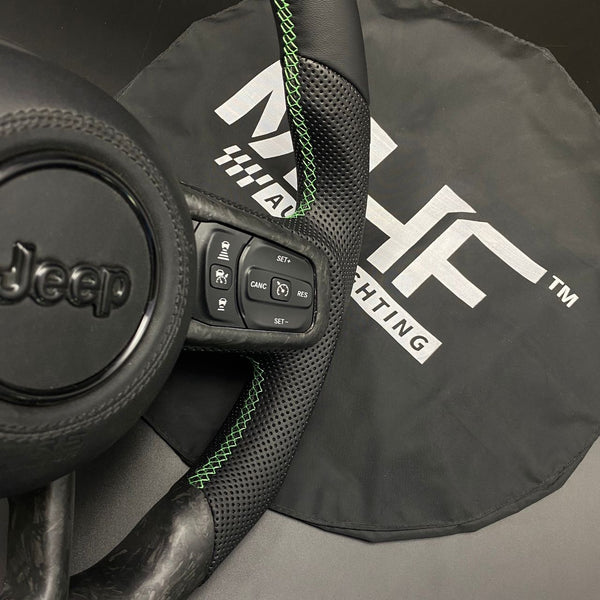 2018-2024 JT / JL “Remington Green” Matte Forged Carbon Jeep Wrangler Steering Wheel