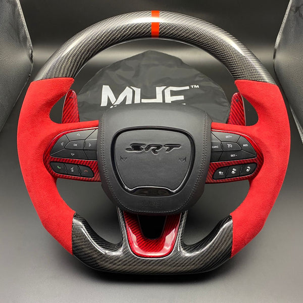 2014-2021 Red Alcantara Jeep Dodge Carbon SRT Steering Wheel