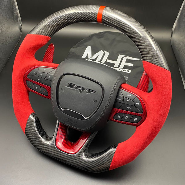 2014-2021 Red Alcantara Jeep Dodge Carbon SRT Steering Wheel
