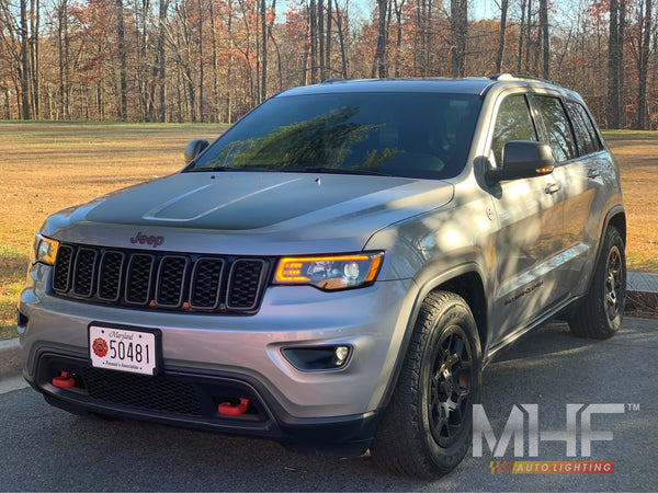 2017-2021 Jeep Grand Cherokee Black Projector switchback headlights