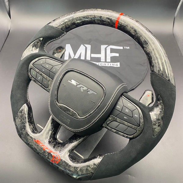 2015 -2021 Forged Carbon “Hellcat Red” Accent Steering Wheel
