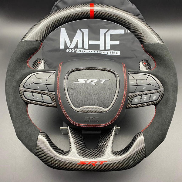 2014-2021 Jeep/ Dodge Carbon SRT Red Accent Alcantara Steering Wheel