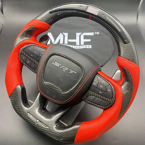 2018-2021 Carbon “Track Series” Red Leather TrackHawk Steering Wheel