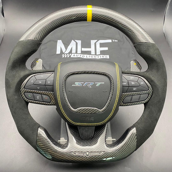 2018-2021 Carbon “Track Series” Alcantara Yellow Accent TrackHawk Steering Wheel