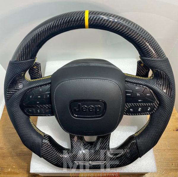 2018-2021 Carbon “Track Series” Yellow Accent TrackHawk Steering Wheel