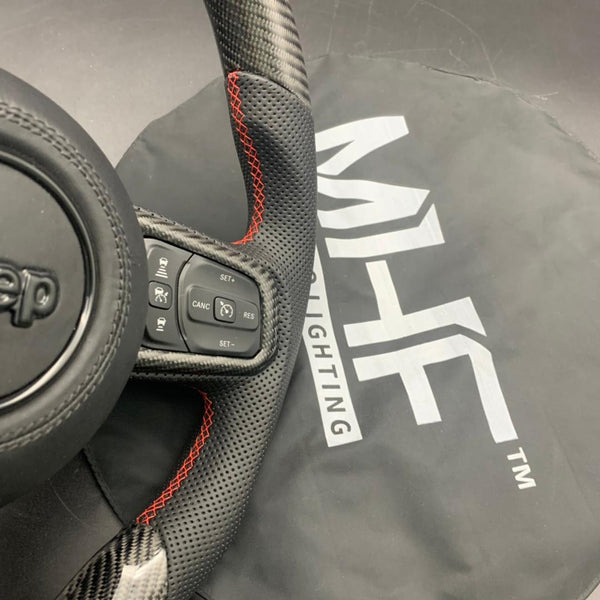 2018-2025 JT / JL “Black Carbon” Red Accent Jeep Wrangler Steering Wheel