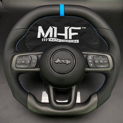 2018-2023 JT / JL “Light Blue Matte Carbon” Jeep Wrangler Steering Wheel