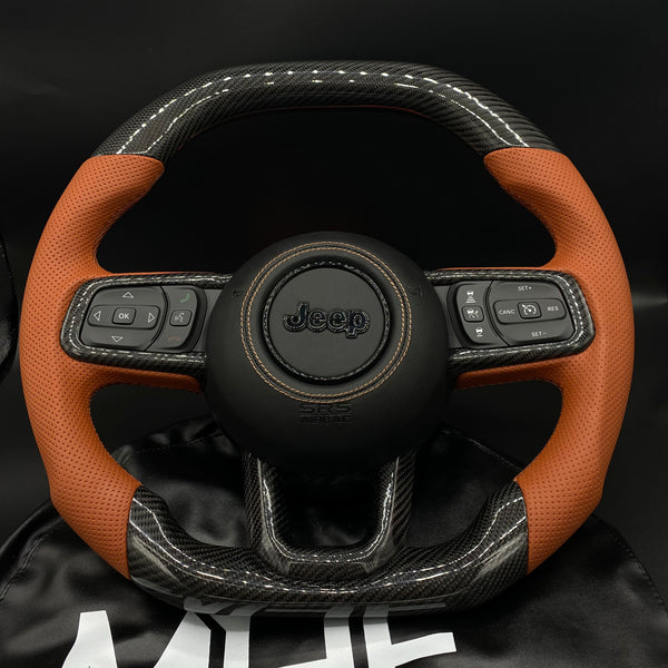 2018-2021 JT / JL “Black Carbon Brown Accent” Jeep Wrangler Steering Wheel