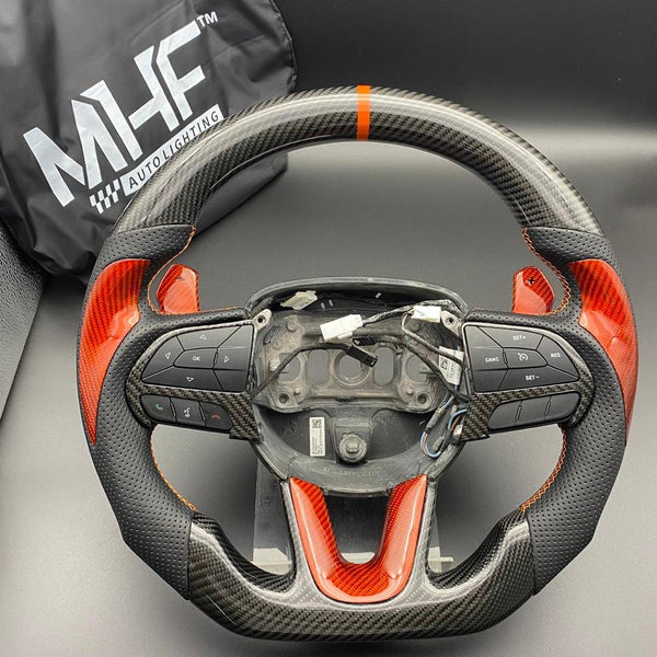 2014-2021 Jeep/ Dodge Carbon Orange Accent Steering Wheel