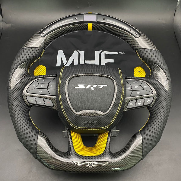 2018-2021 Carbon Yellow Accent “Track Series” TrackHawk Steering Wheel