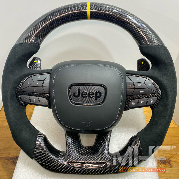 2018-2021 Carbon “Track Series” Alcantara Yellow Accent TrackHawk Steering Wheel