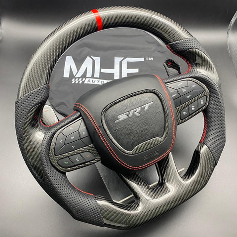 2014-2021 Jeep/ Dodge Red Accent Carbon Steering Wheel