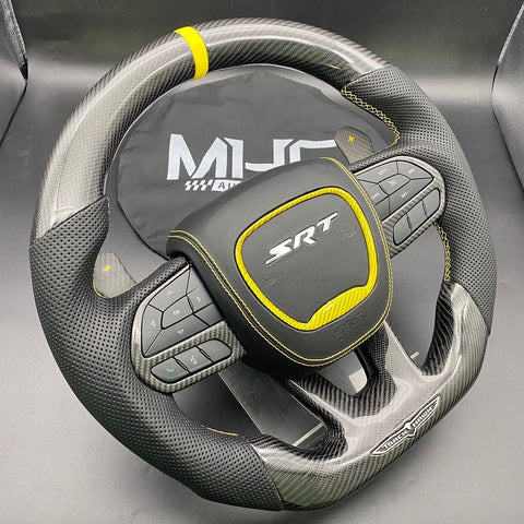 2018-2021 Carbon “Track Series” Yellow Accent TrackHawk Steering Wheel