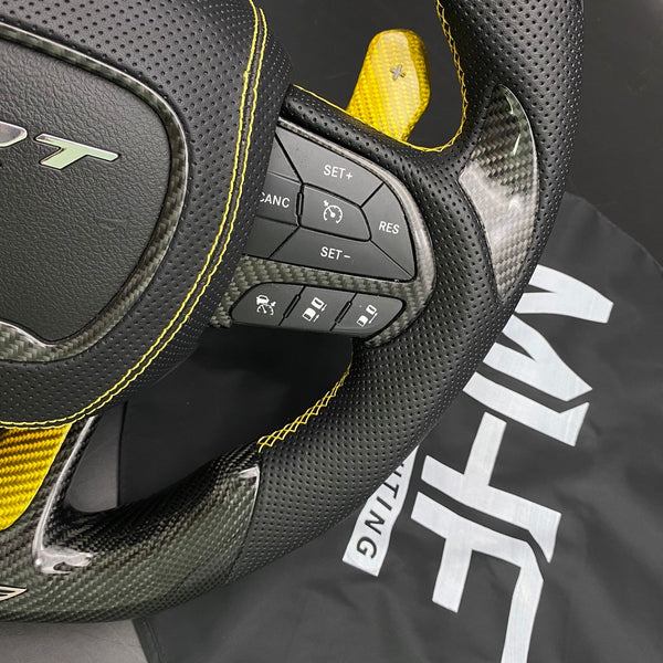 2018-2021 Carbon Yellow Accent “Track Series” TrackHawk Steering Wheel